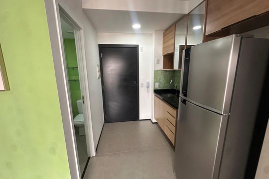 Cozinha de kitnet/studio para alugar com 1 quarto, 25m² em Brooklin, São Paulo