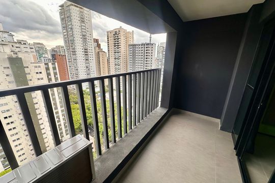 Varanda de kitnet/studio para alugar com 1 quarto, 25m² em Brooklin, São Paulo