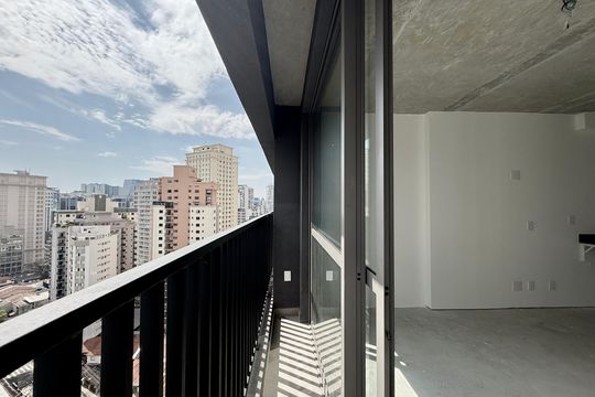 Sacada  de kitnet/studio à venda com 1 quarto, 24m² em Vila Olímpia, São Paulo