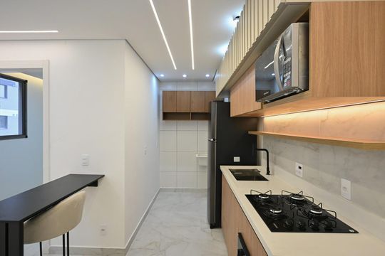 Cozinha de apartamento para alugar com 2 quartos, 37m² em Vila Andrade, São Paulo