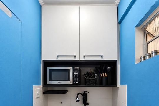 Cozinha de kitnet/studio para alugar com 1 quarto, 34m² em Bela Vista, São Paulo
