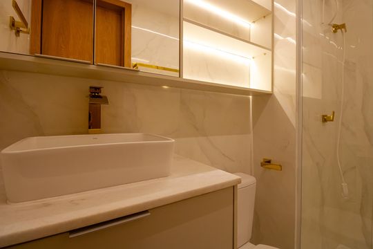 Banheiro de kitnet/studio para alugar com 1 quarto, 25m² em Vila Olímpia, São Paulo