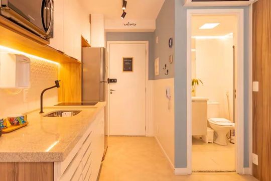 Cozinha de apartamento à venda com 1 quarto, 25m² em Jardim Paulista, São Paulo