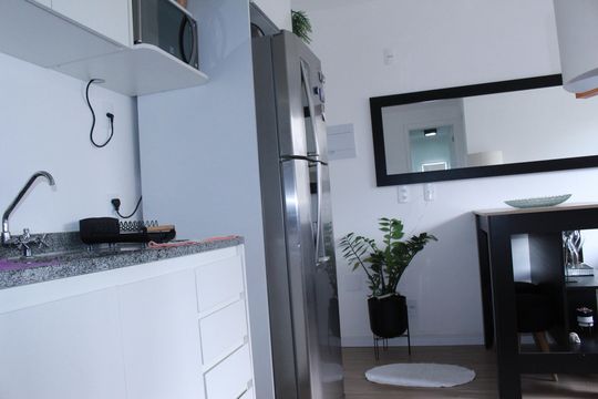 Cozinha de apartamento para alugar com 1 quarto, 27m² em Vila Buarque, São Paulo