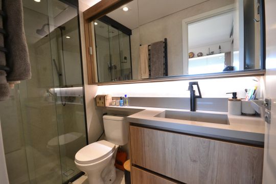 Banheiro da Suíte de apartamento à venda com 1 quarto, 61m² em Butantã, São Paulo