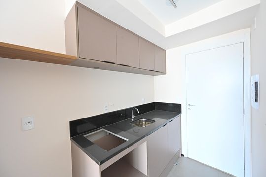 Cozinha de kitnet/studio para alugar com 1 quarto, 26m² em Vila Clementino, São Paulo