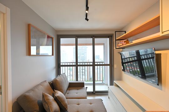 Sala de apartamento para alugar com 1 quarto, 32m² em Ibirapuera, São Paulo
