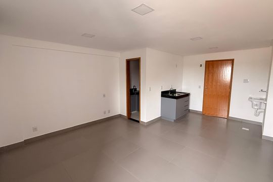 Sala/Cozinha de kitnet/studio para alugar com 1 quarto, 28m² em Jardim América, Goiânia