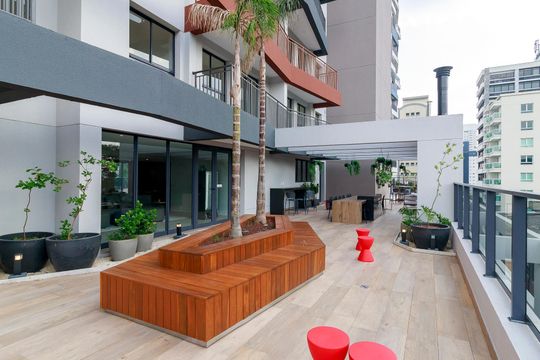 Área Comum - Externo de apartamento para alugar com 1 quarto, 33m² em Santo Amaro, São Paulo