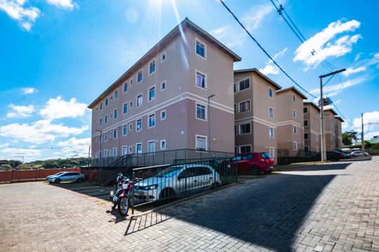 Fachada  de apartamento à venda com 2 quartos, 45m² em Alphaville Vespasiano, Vespasiano
