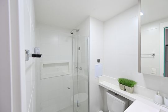 Banheiro Social de kitnet/studio à venda com 1 quarto, 28m² em Vila Clementino, São Paulo