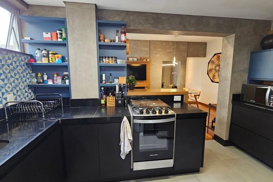 cozinha de apartamento à venda com 3 quartos, 80m² em Funcionários, Belo Horizonte