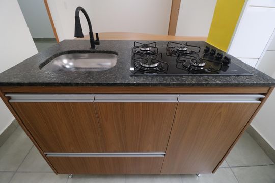 Cozinha de apartamento para alugar com 2 quartos, 48m² em Jardim Patricia, Uberlândia