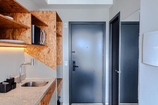 Cozinha de kitnet/studio para alugar com 1 quarto, 23m² em Sé, São Paulo