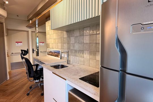 Cozinha de kitnet/studio para alugar com 1 quarto, 21m² em Santa Paula, São Caetano do Sul