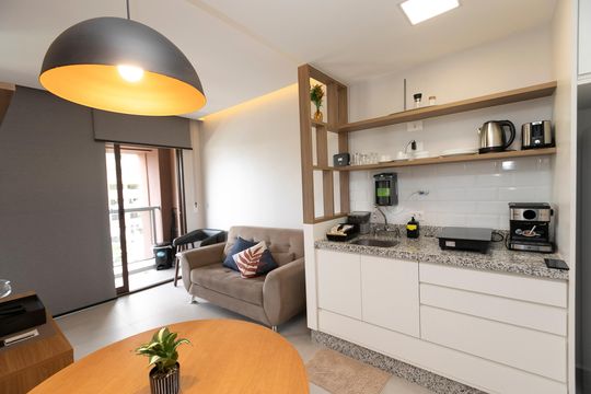 SALA E COZINHA INTEGRADOS de apartamento à venda com 1 quarto, 36m² em Botafogo, Campinas