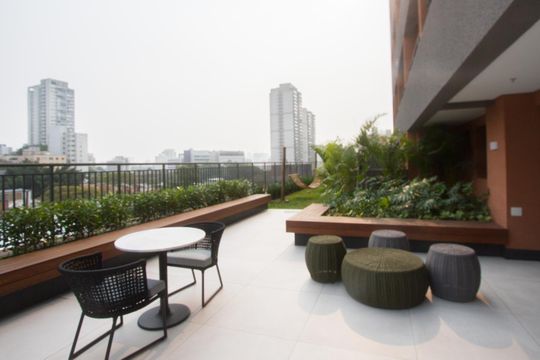 Área comum de kitnet/studio para alugar com 1 quarto, 29m² em Santo Amaro, São Paulo