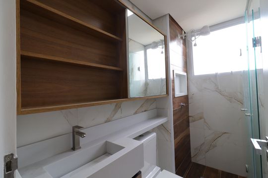 Banheiro de apartamento para alugar com 2 quartos, 48m² em Usina Piratininga, São Paulo