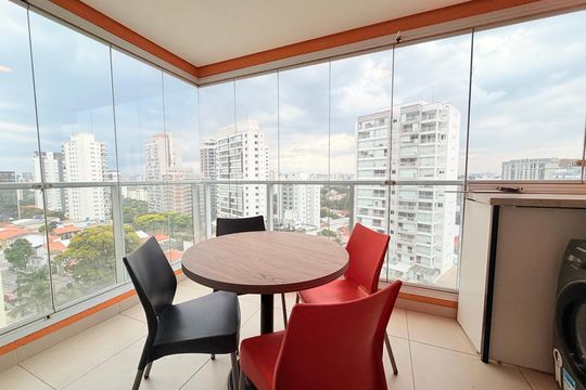 Varanda  de apartamento para alugar com 1 quarto, 48m² em Campo Belo, São Paulo