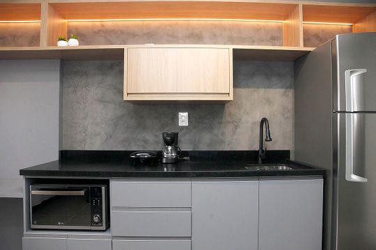 Cozinha de kitnet/studio para alugar com 1 quarto, 32m² em Cidade Baixa, Porto Alegre