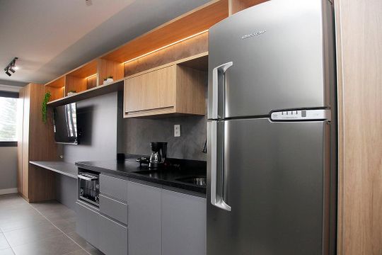 Cozinha de kitnet/studio para alugar com 1 quarto, 32m² em Cidade Baixa, Porto Alegre
