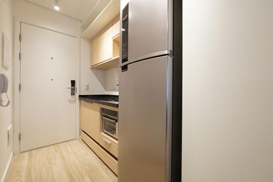 Cozinha de kitnet/studio para alugar com 1 quarto, 24m² em Vila Mariana, São Paulo