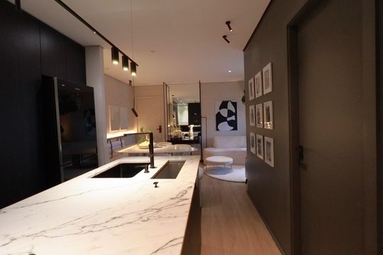 Cozinha de apartamento à venda com 2 quartos, 57m² em Bonfim, Campinas