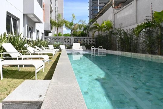 Área externa de apartamento para alugar com 1 quarto, 27m² em Moema, São Paulo