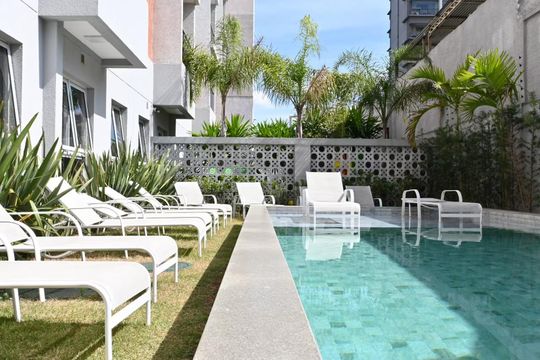 Área externa de apartamento para alugar com 1 quarto, 27m² em Moema, São Paulo