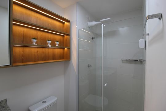 Banheiro da Suíte de apartamento para alugar com 1 quarto, 26m² em Vila Nova Conceição, São Paulo