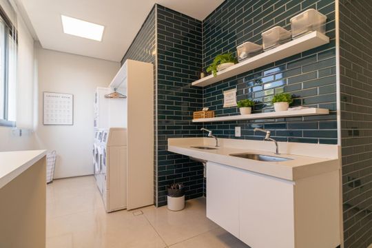 Área comum - Lavanderia de kitnet/studio para alugar com 1 quarto, 18m² em Indianópolis, São Paulo