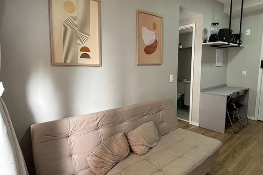 Sala/Cozinha de apartamento para alugar com 1 quarto, 29m² em Mirandópolis, São Paulo