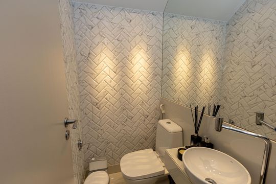 Lavabo da Sala de apartamento à venda com 2 quartos, 75m² em Jardim da Torre, Nova Lima