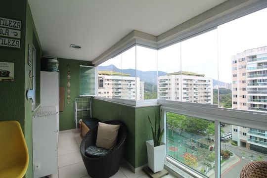 Sala - Varanda de apartamento para alugar com 3 quartos, 90m² em Recreio dos Bandeirantes, Rio de Janeiro