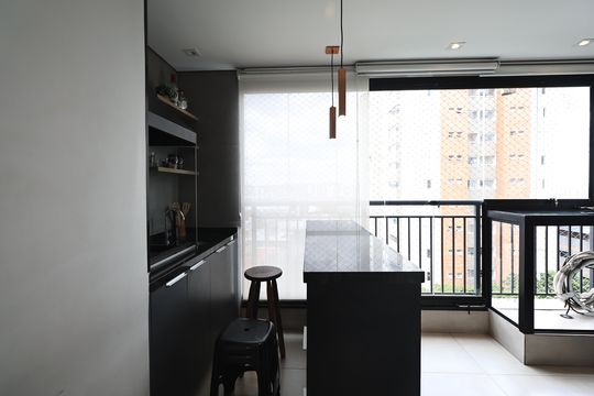 Varanda gourmet  de apartamento à venda com 2 quartos, 65m² em Campestre, Santo André