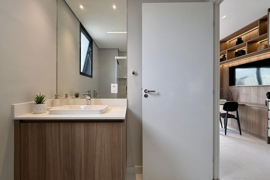 Banheiro  de kitnet/studio para alugar com 1 quarto, 30m² em Jardim das Acacias, São Paulo