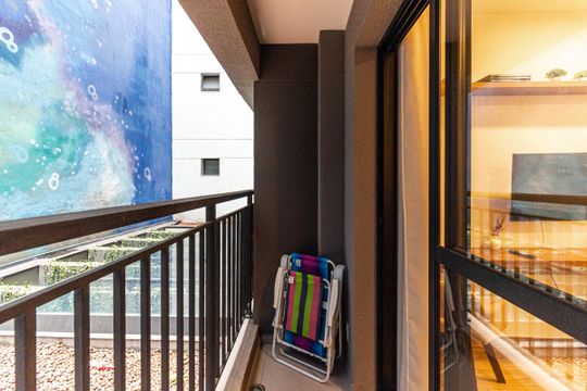 Varanda do Studio de kitnet/studio para alugar com 1 quarto, 23m² em Santa Cecilia, São Paulo
