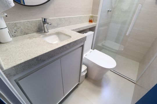 Banheiro Social de apartamento para alugar com 2 quartos, 57m² em Shopping Park, Uberlândia