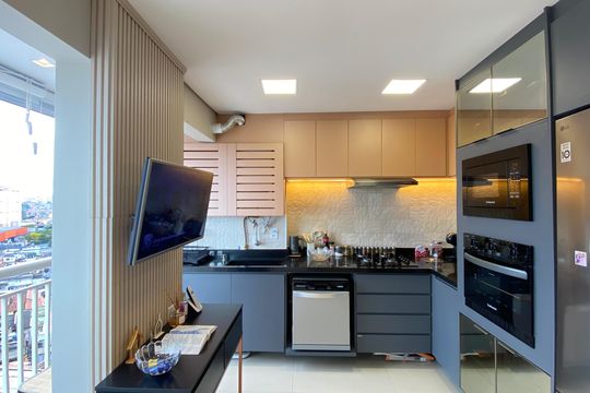 Sala - Cozinha de apartamento à venda com 1 quarto, 43m² em Vila Yolanda, Osasco