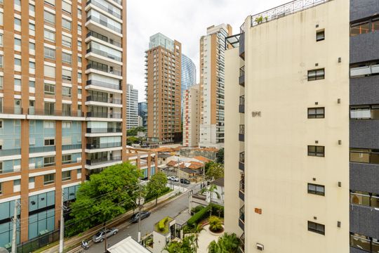 Vista Sala de apartamento à venda com 1 quarto, 35m² em Chácara Itaim, São Paulo