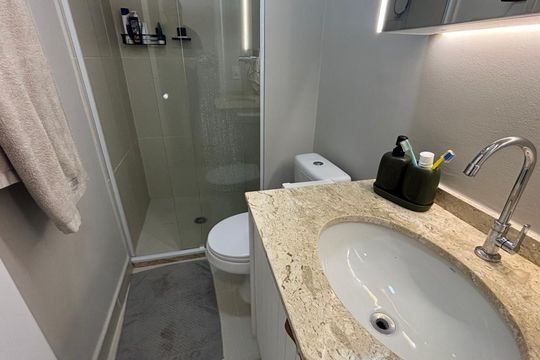 Banheiro da Suíte de apartamento para alugar com 2 quartos, 58m² em Chácara Santo Antônio (zona Sul), São Paulo