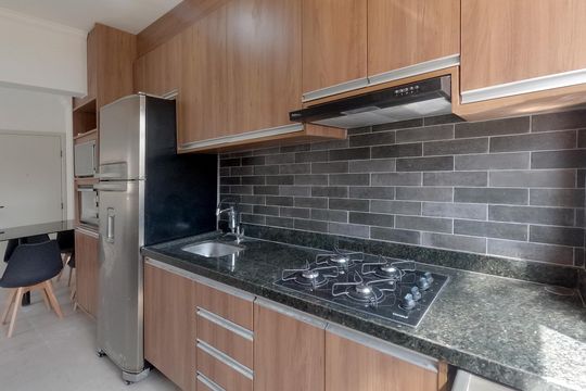 Cozinha Americana de apartamento para alugar com 1 quarto, 48m² em Embaré, Santos