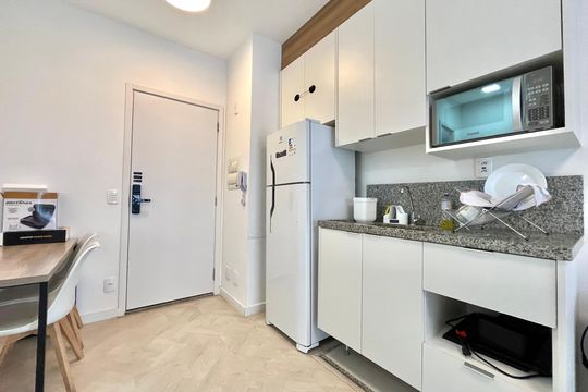 Cozinha de apartamento para alugar com 1 quarto, 34m² em Vila Clementino, São Paulo