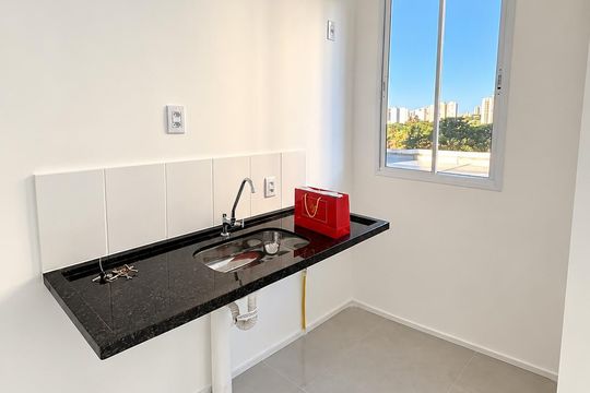 Cozinha de apartamento para alugar com 2 quartos, 57m² em Parque Amazonia, Goiânia