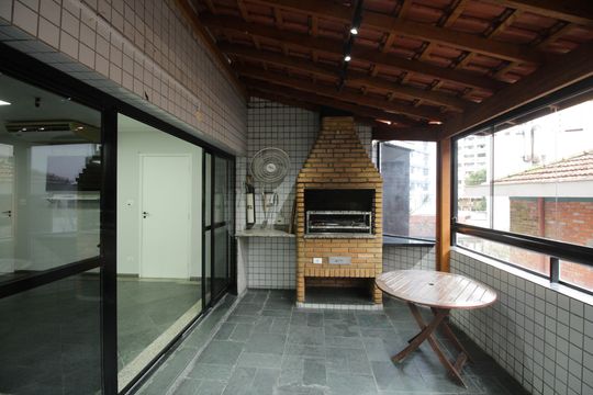 Área comum - Churrasqueira de apartamento para alugar com 3 quartos, 112m² em Ponta da Praia, Santos
