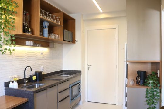 Cozinha de apartamento para alugar com 1 quarto, 28m² em Barra Funda, São Paulo