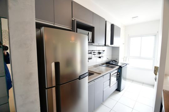 Cozinha de apartamento à venda com 1 quarto, 45m² em Bosque, Campinas
