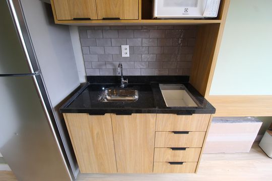 Cozinha de kitnet/studio à venda com 1 quarto, 24m² em Vila Olímpia, São Paulo