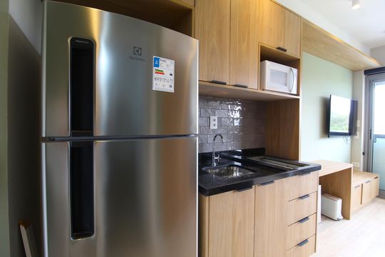 Cozinha de kitnet/studio à venda com 1 quarto, 24m² em Vila Olímpia, São Paulo