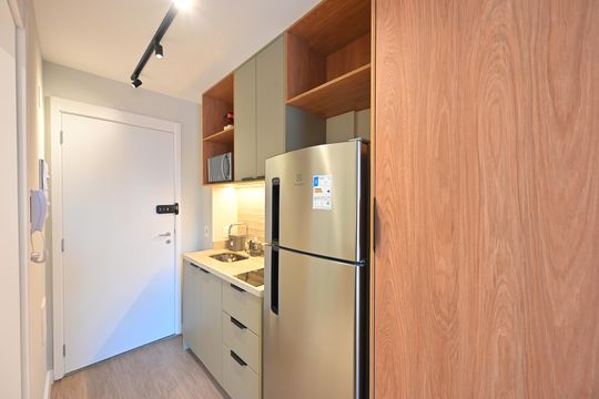 Cozinha de kitnet/studio para alugar com 1 quarto, 26m² em Vila Clementino, São Paulo